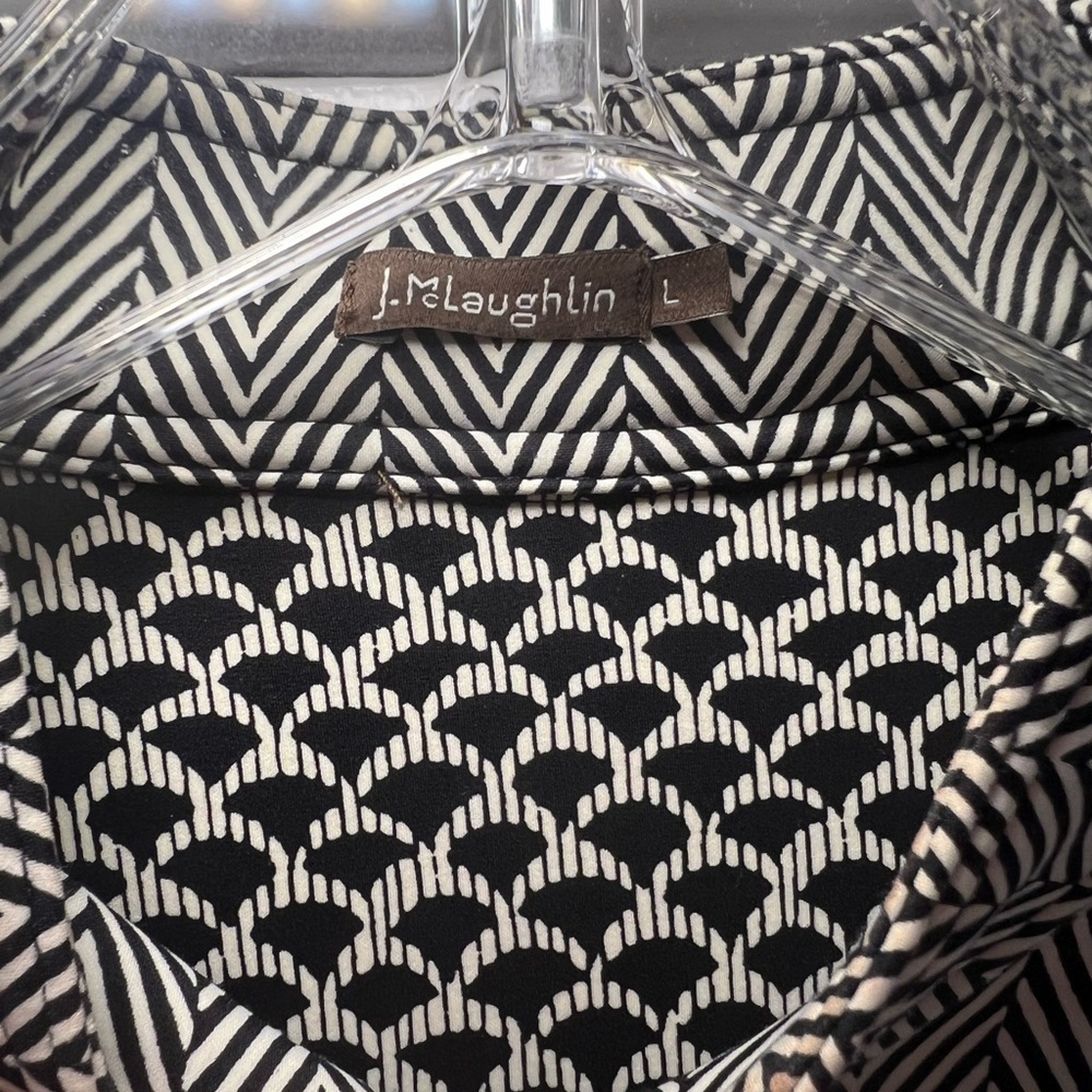 J. MCLAUGHLIN • BLACK & WHITE CHEVRON HERRINGBONE JACKET • EUC - Picture 6 of 8